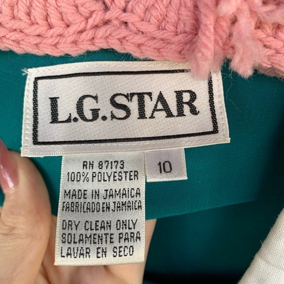 Vintage LG STAR Dress Green Peter Pan Lace Collar - Picture 3 of 8